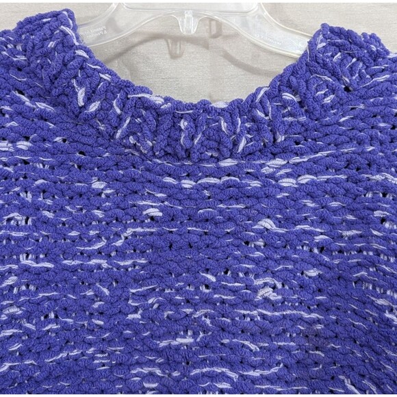 H&M Hand Knit Sweater Oversized M/L Purple White Boho Coastal Comfy & Cozy - Picture 12 of 16
